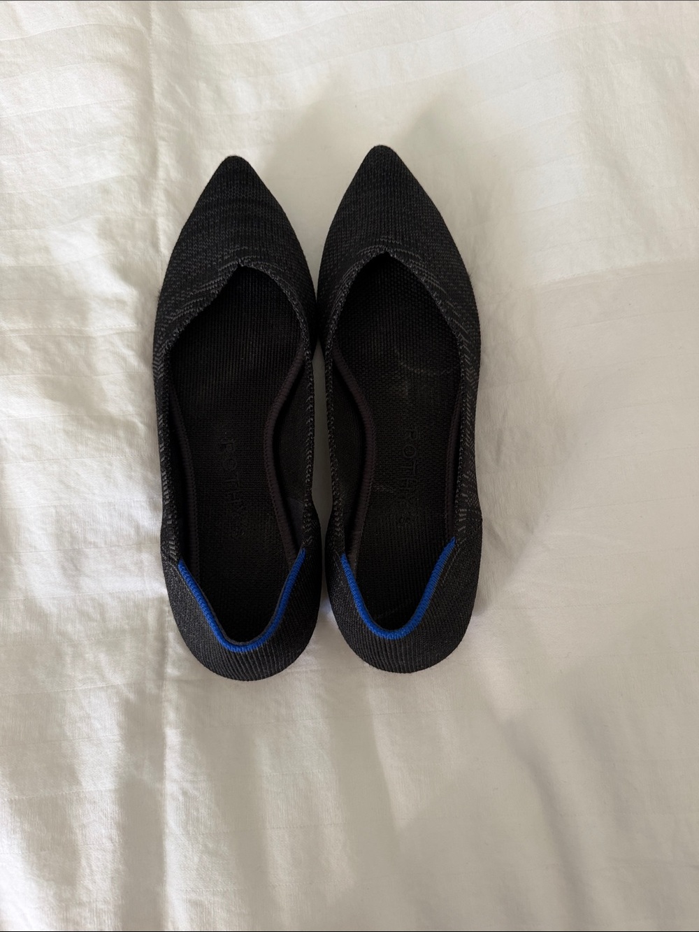 ROTHY’S Black Pointed Toe Knit Ballet Flats